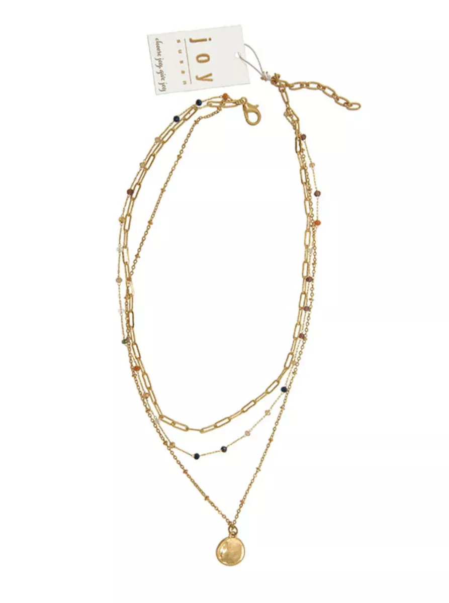 16" 3 Gold Multi Neutral Necklace [338-213NG]