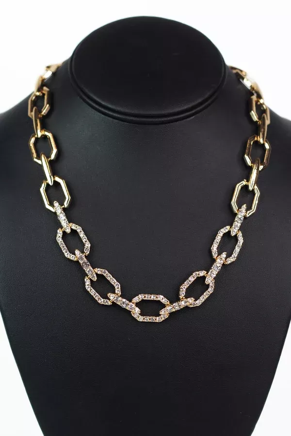 5 Open Rhinestone Link Point Bar Connect Necklace