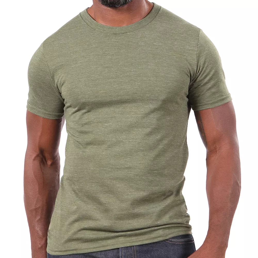 "ARCHER": Army Green Marled Tri Blend T-Shirt