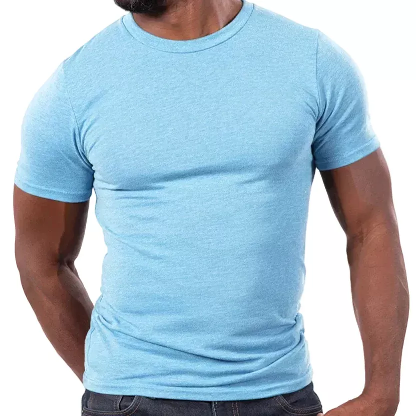 "ARCHER": Baby Blue Marled Tri Blend T-Shirt