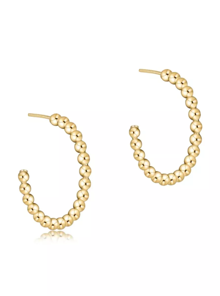 Beaded Classic 1.25" Post Hoop 4MM Gold [EBECL125PHG4]