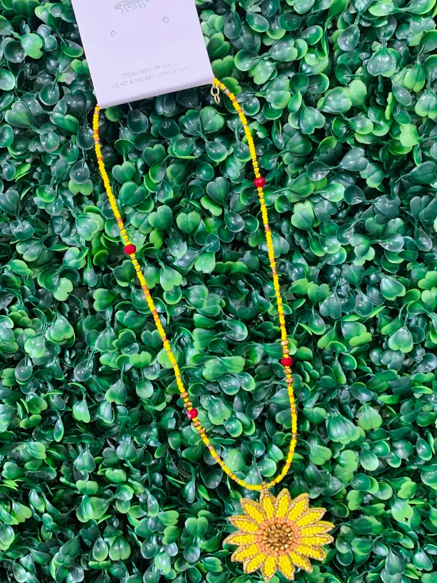 Beaded Sunflower Necklace