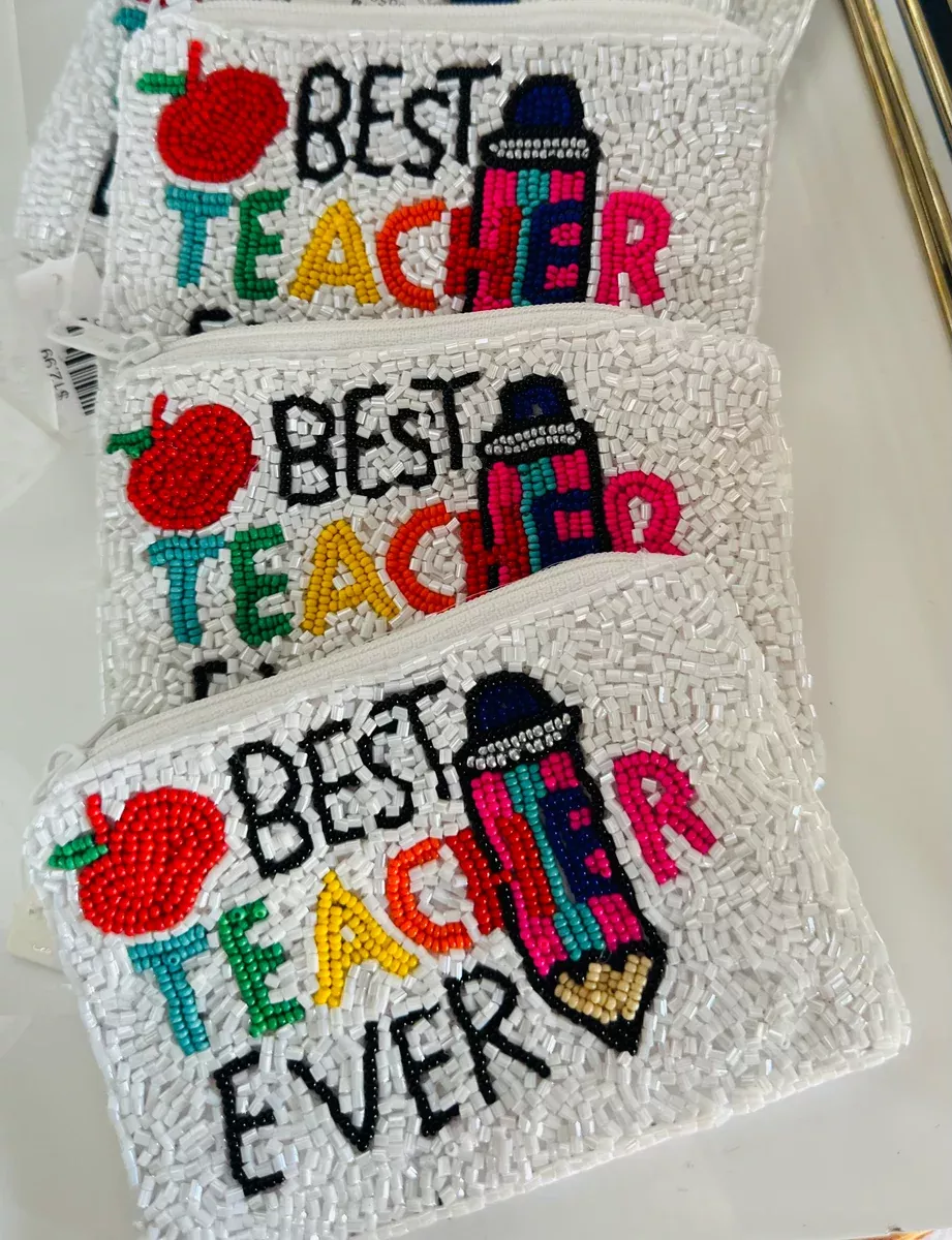 Best Teacher Ever Beaded Coin Purse