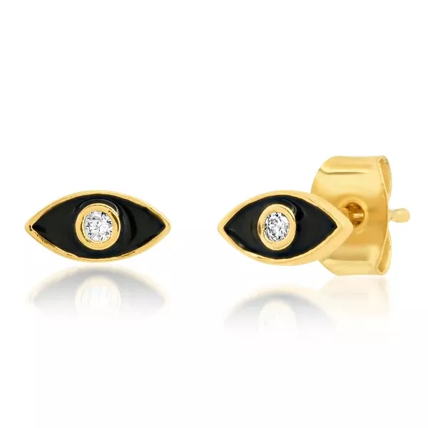Black enamel marquee earring