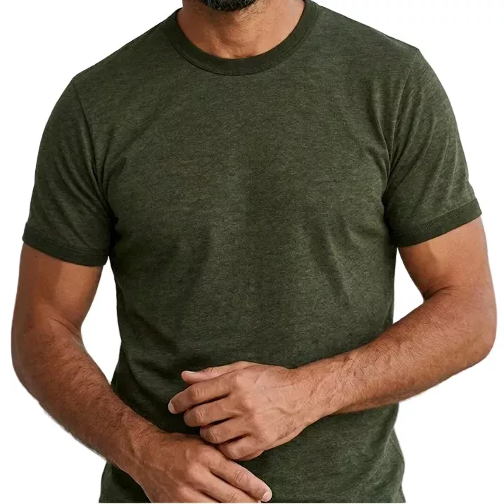 "BLOCKER" Army Green Tonal Overdyed Tri-Blend Ringer T-Shirt