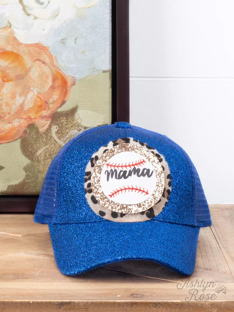 Blue Glitter Baseball Mama