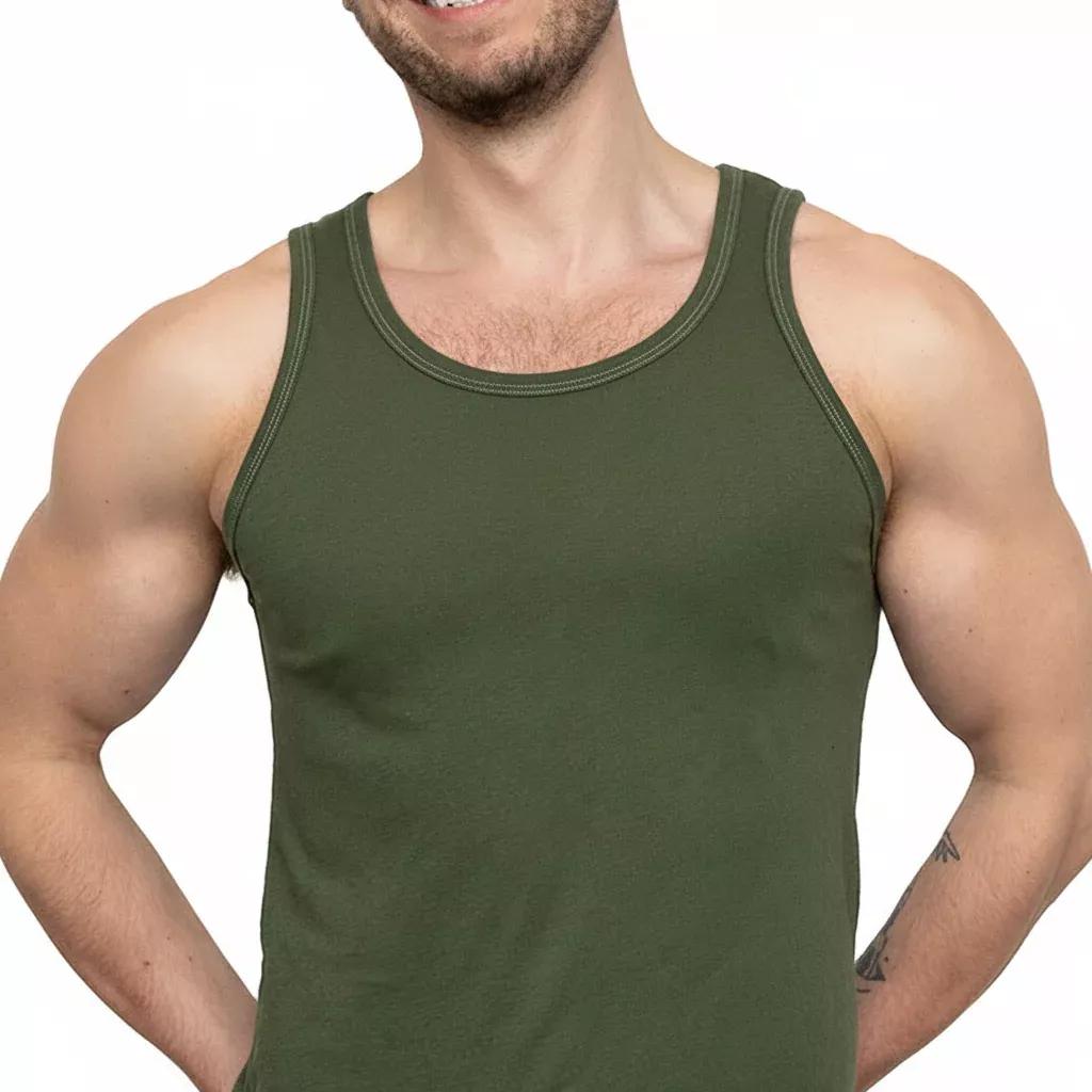 The "Bruiser" Cotton Tank Top in Dark Army Green