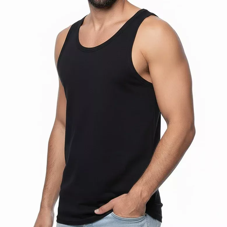 The "Bruiser" Cotton Tank Top in Pure Black