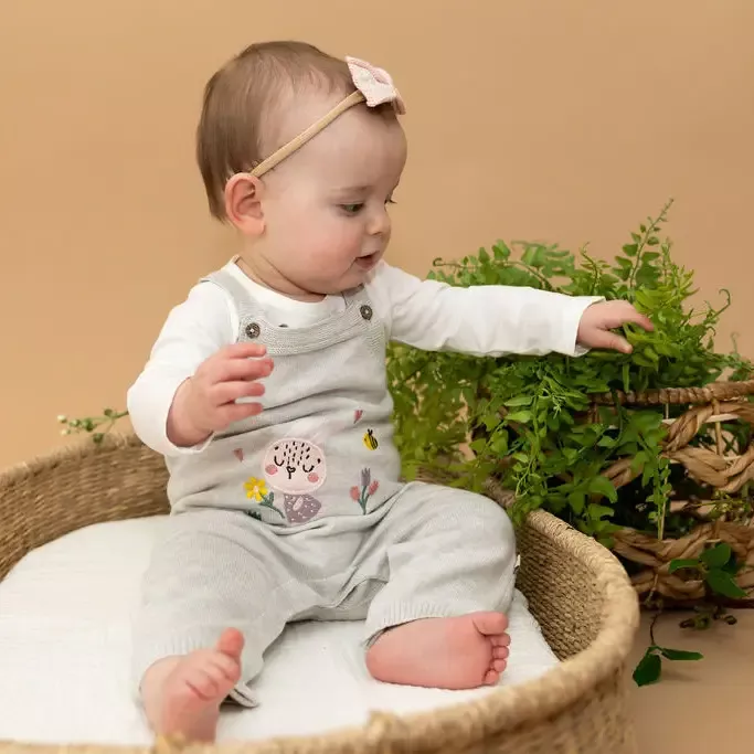 Bunny Embroidered Overall Set