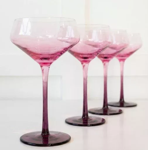 Chrysanthemum Coupe Glass Set of 4 - Byrdeen