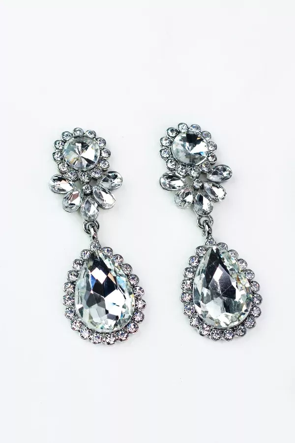 Cluster Teardrop Stone Earrings
