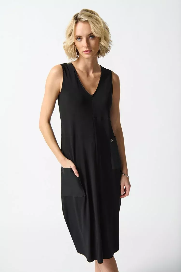 Cocoon Sleeveless Dress, Black