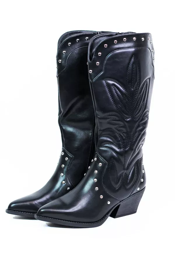 Cowboy Boots w/ Embroidered Design & Stud Accents (SALE)