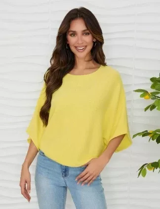 Crewneck Batwing Sleeve Knit Top