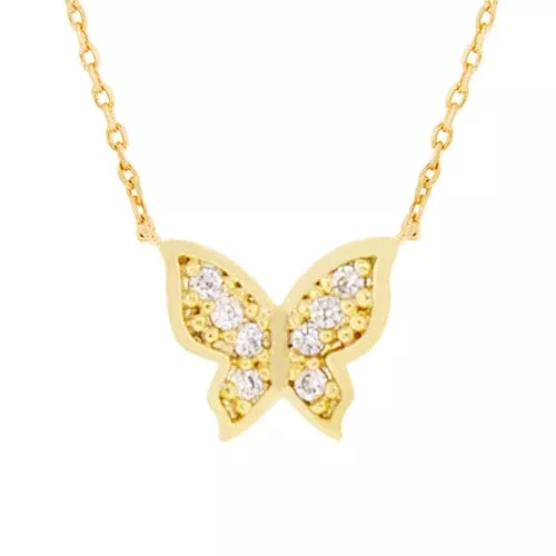 Crystal Butterfly Necklace Gold