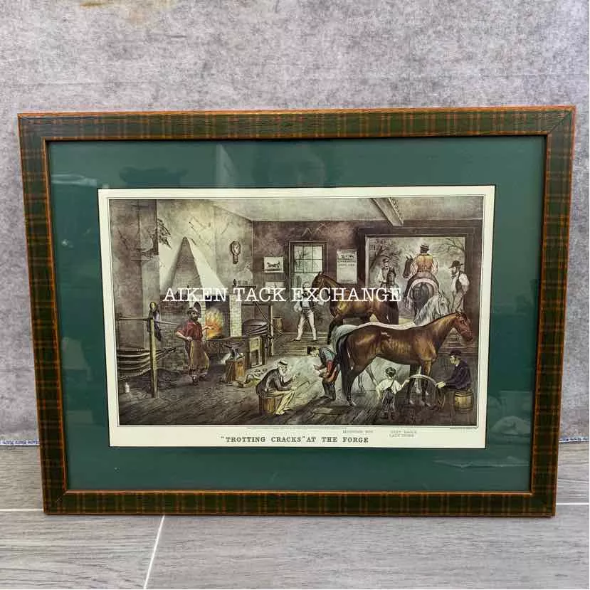 Currier & Ives Trotting Cracks at The Forge Framed Print, 19.5" x 15"