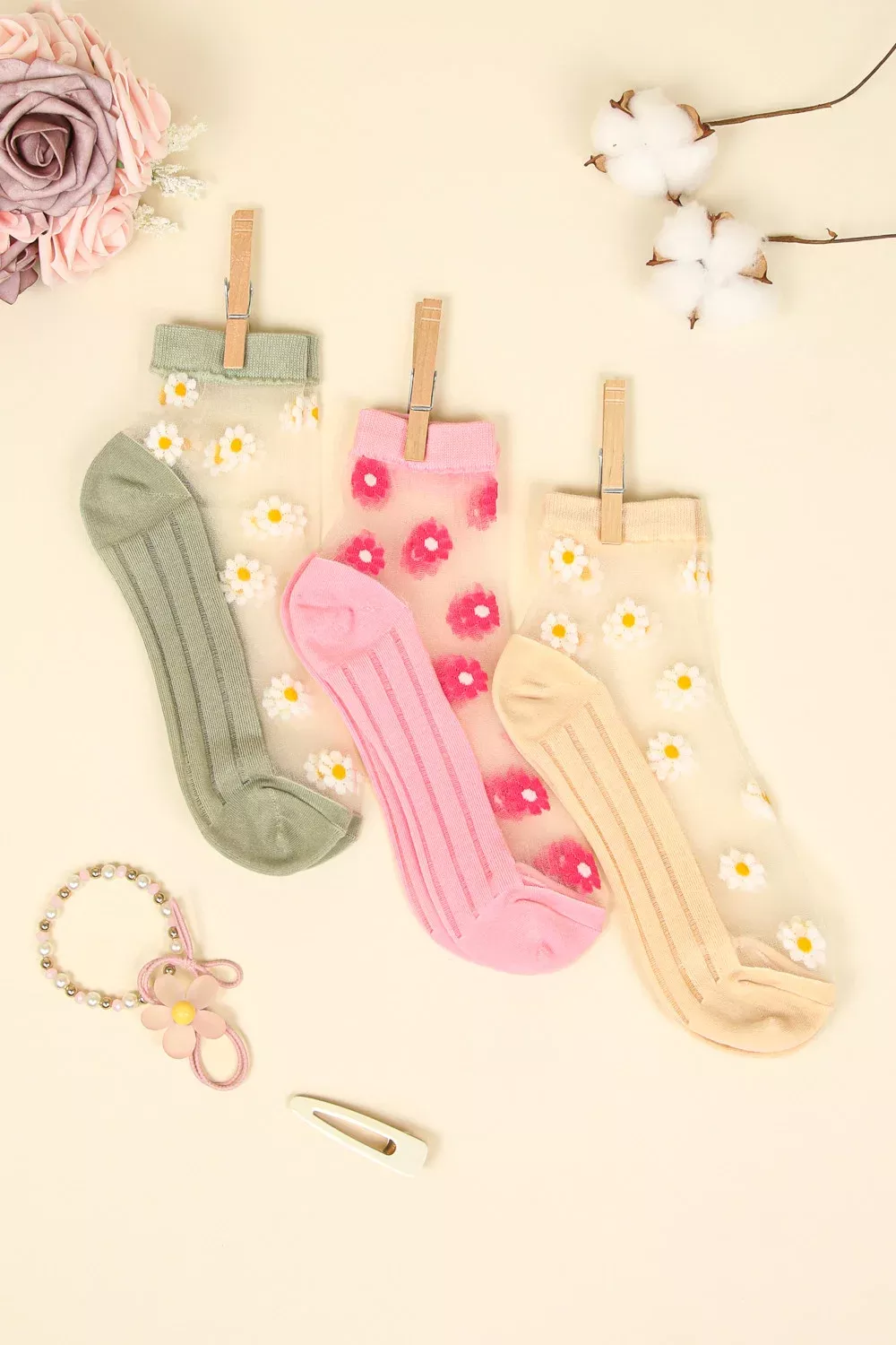 Daisy Girl Mesh Ankle Socks