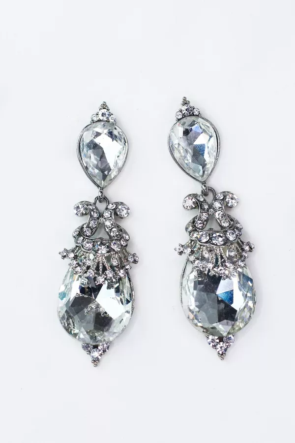 Design Accented Dangling Large Teardrop Earrings