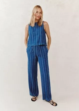 Drawstring Pant Indigo Stripe