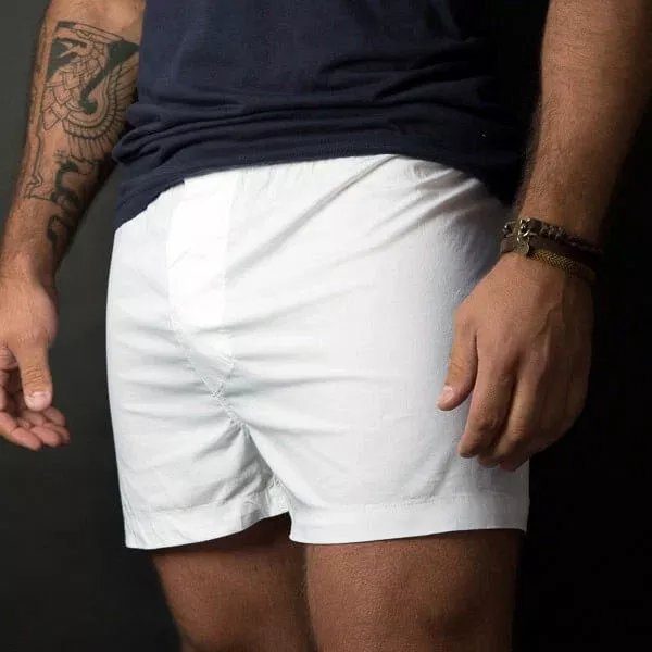 "ERIK" - Solid White Slim-Cut Boxer Short - Made In USA