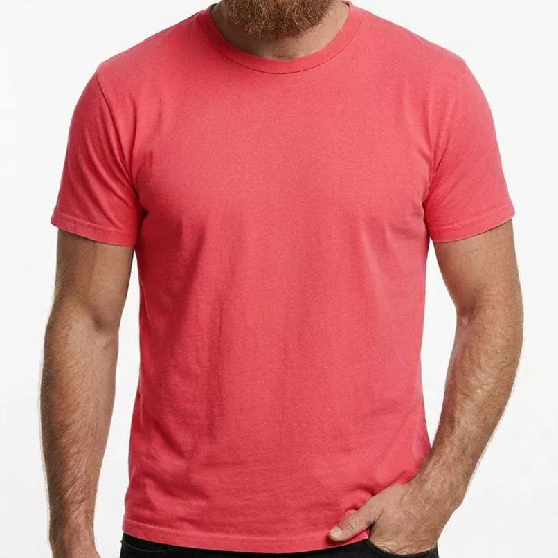 "Fielder": Coral Reef Red Cotton Crew T-Shirt