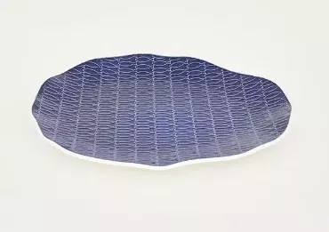 Fish Patterned Plate, Cobalt, 11.8"