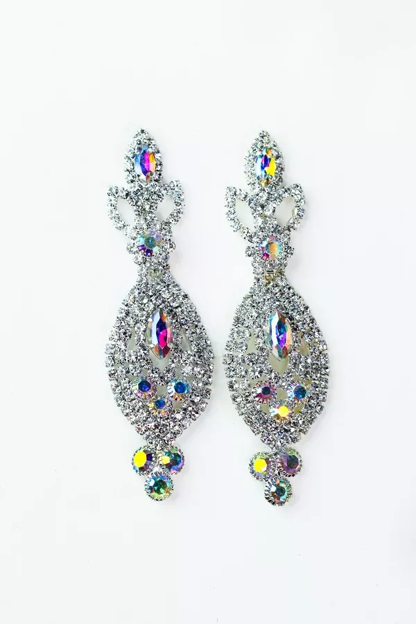 Flower Filled Almond Stone Cluster Point Earring