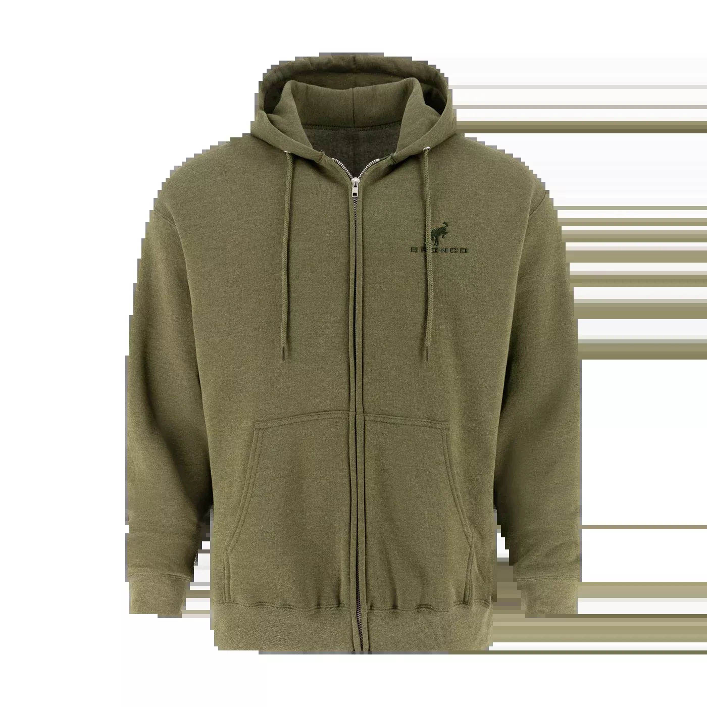 Ford Bronco Mens Dark Green Zip Up Hoodie