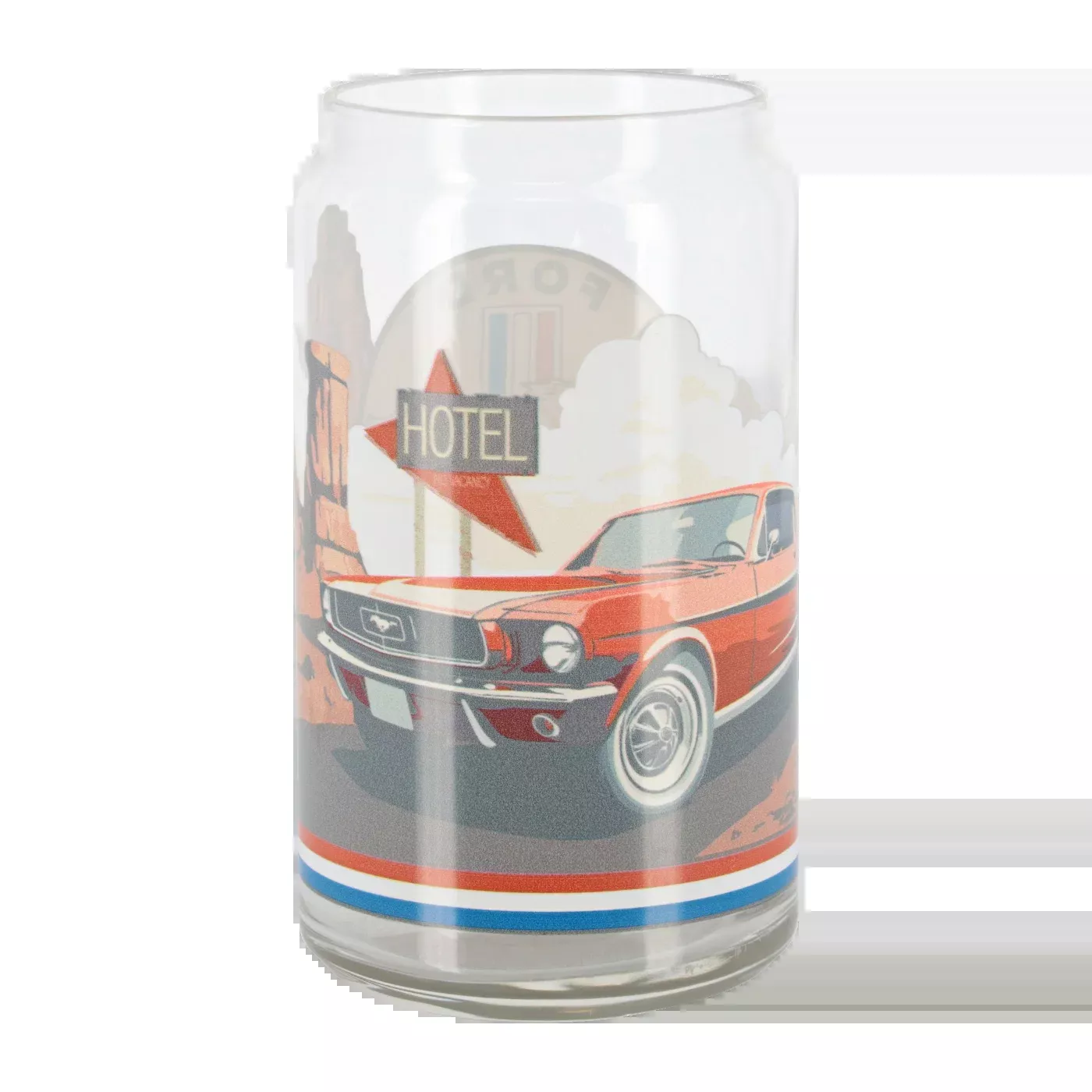 Ford Mustang Tribar 16oz Vintage Soda Can Glass