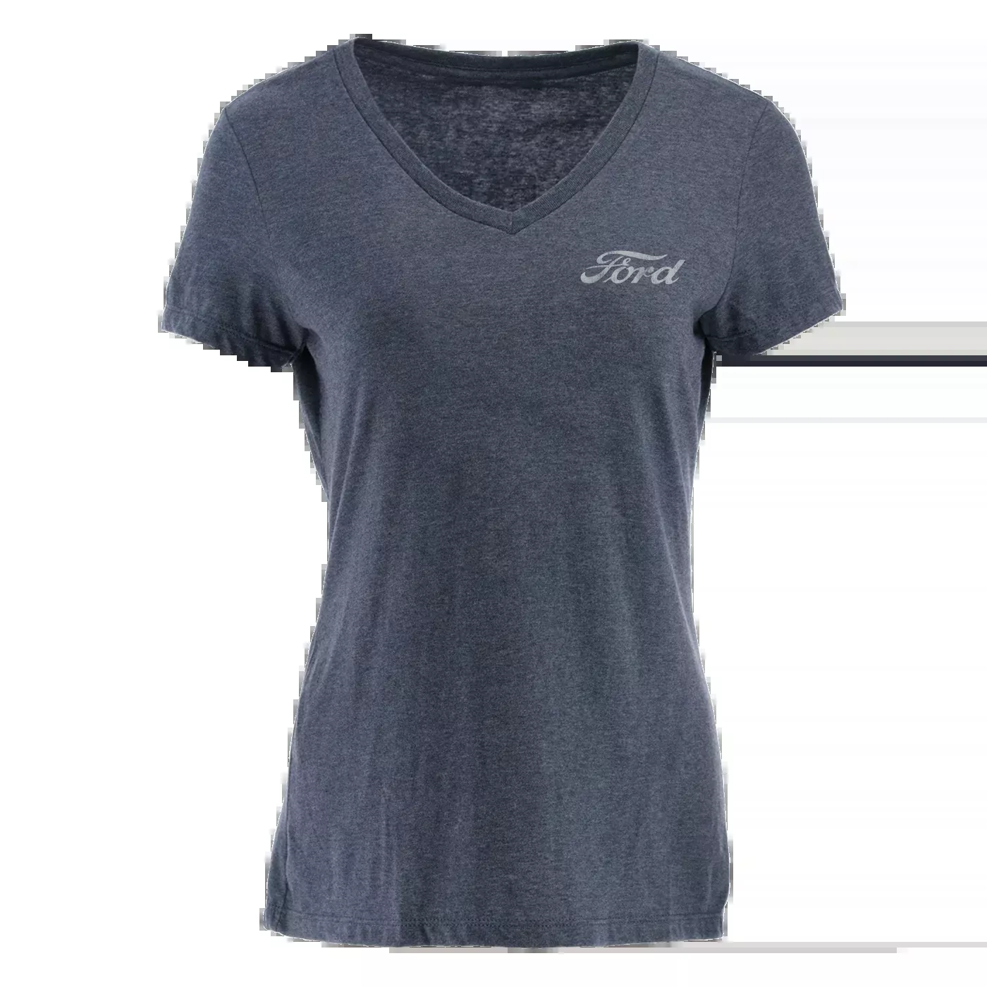 Ford Womens Vintage Logo Born in Detroit Dark Blue V Neck T-Shirt