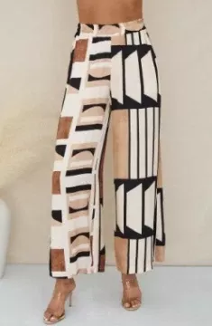 Geometric Multi Color Print Pant w Pockets