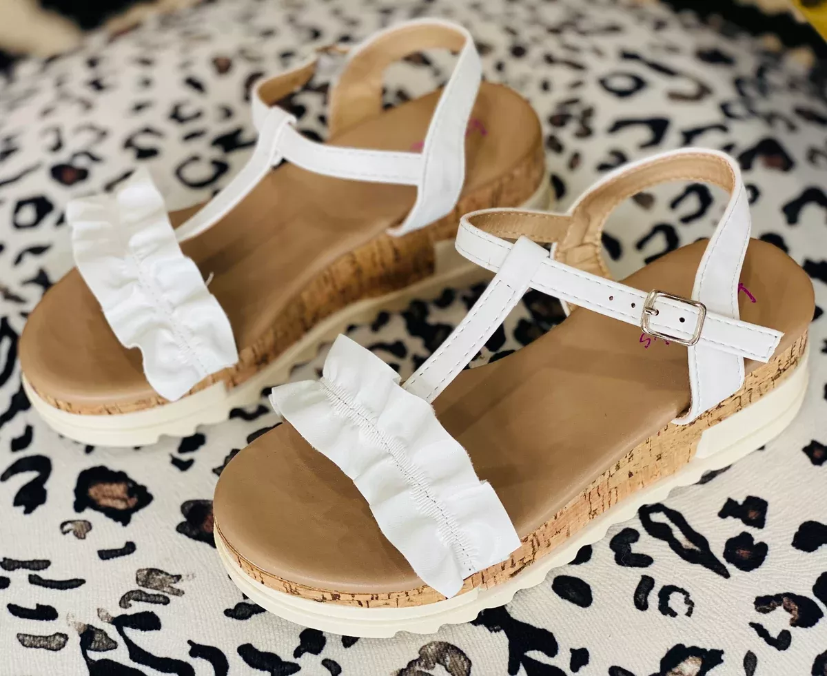 Girls-Melody Ruffle Wedge Sandals