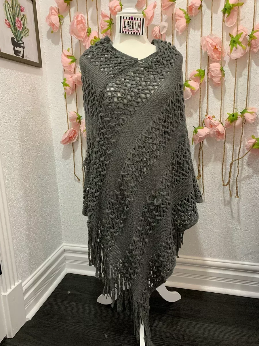 Grey Crocheted Poncho