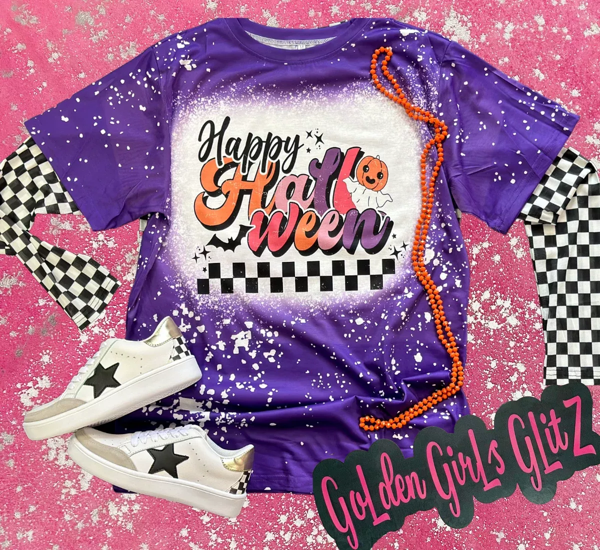 Happy Halloween Bleached Printed Tee
