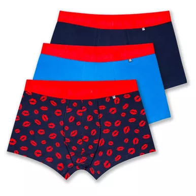 + Happy Socks Mens Kisses 3 Pack Boxer Shorts in Red
