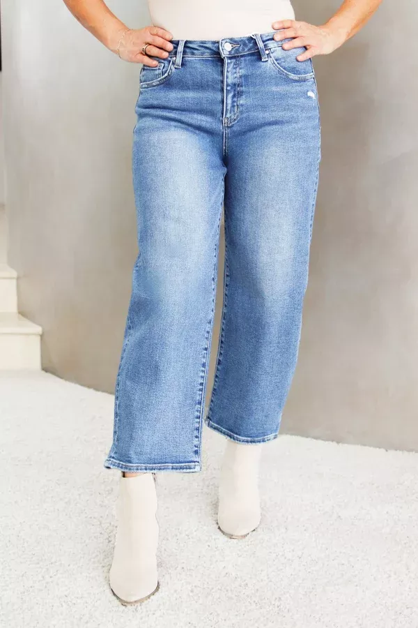 High Rise Crop Barrel Jeans