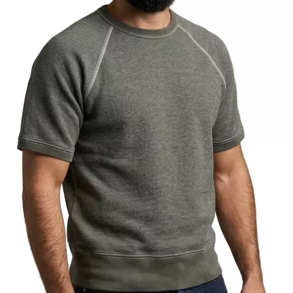 "HOLDER" Short Sleeve French Terry Short Sleeve Crewneck Sweatshirt in Army