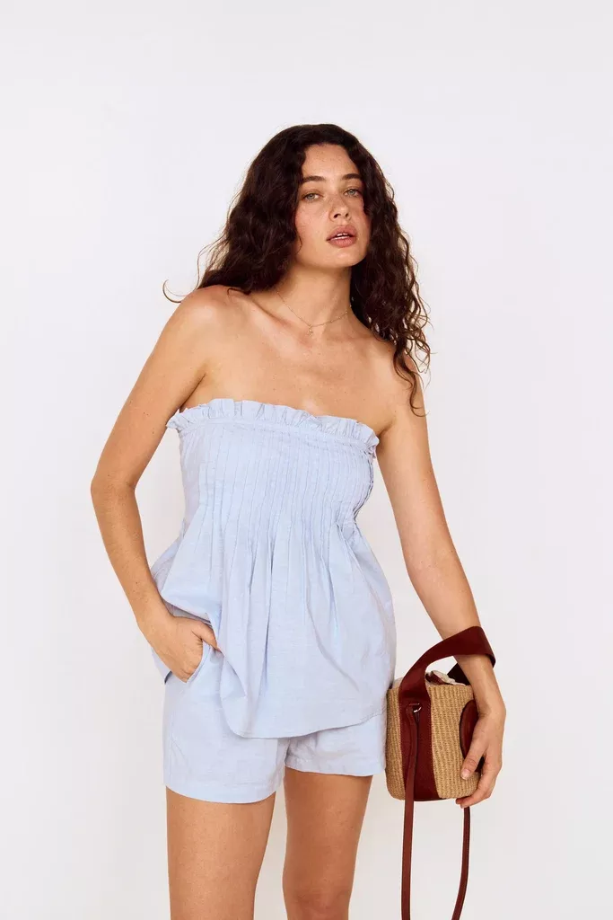 Ines Sky Blue Drawstring Shorts