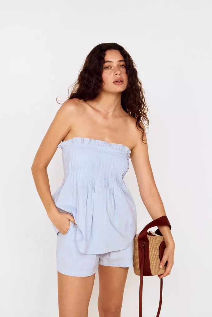 Ines Sky Blue Strapless Top