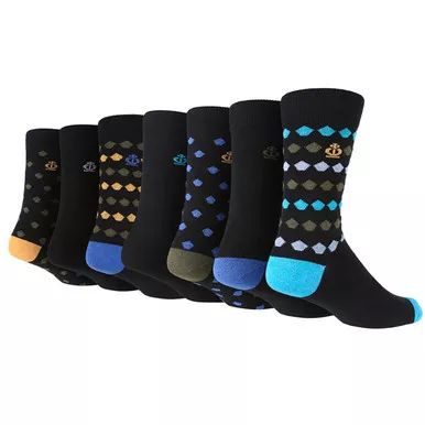 +Jeff Banks 7Pack Pentagon Stripe Jacquard Socks B
