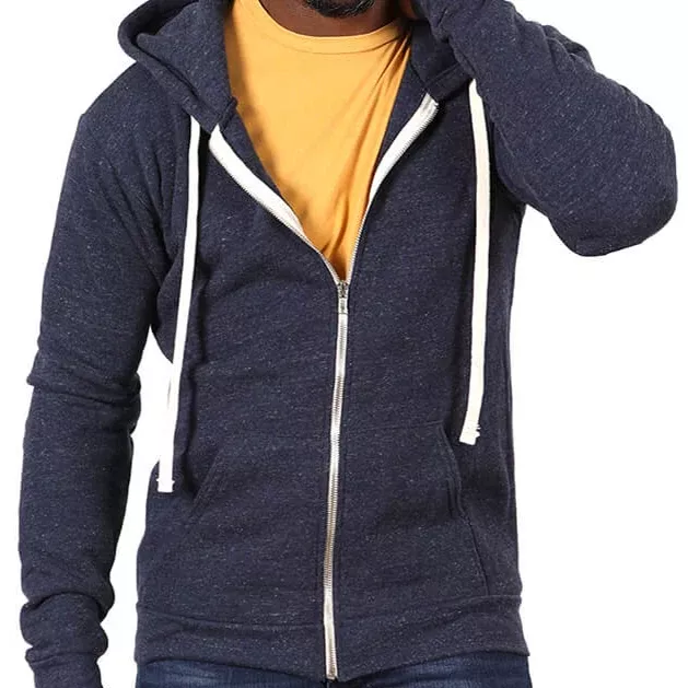 The "JUMPER": Navy Blue Marled Heather Full Zip Hoodie (XXL)