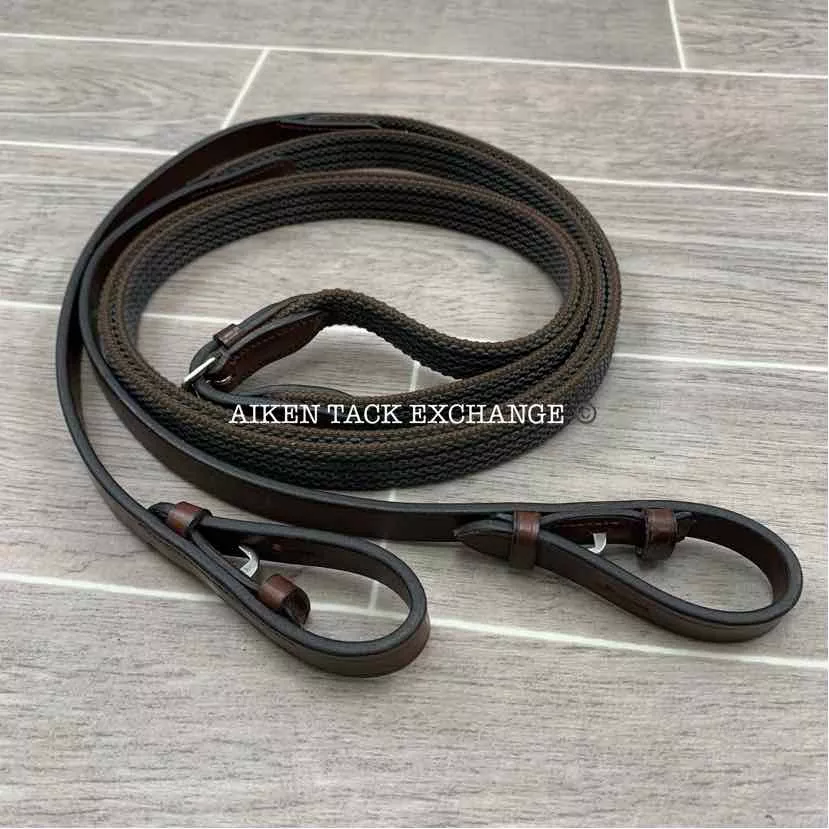 KL Select Red Barn Special Grip Reins (No Stops), Brown, Size Full - 54"