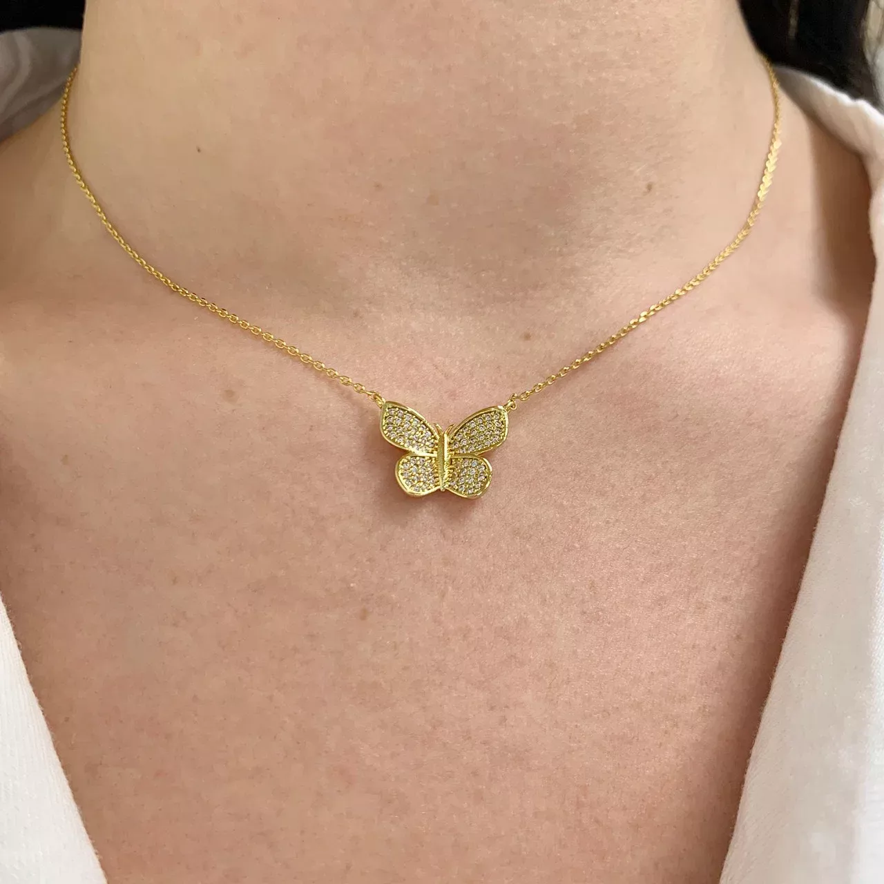 Large Crystal Butterfly Necklace
