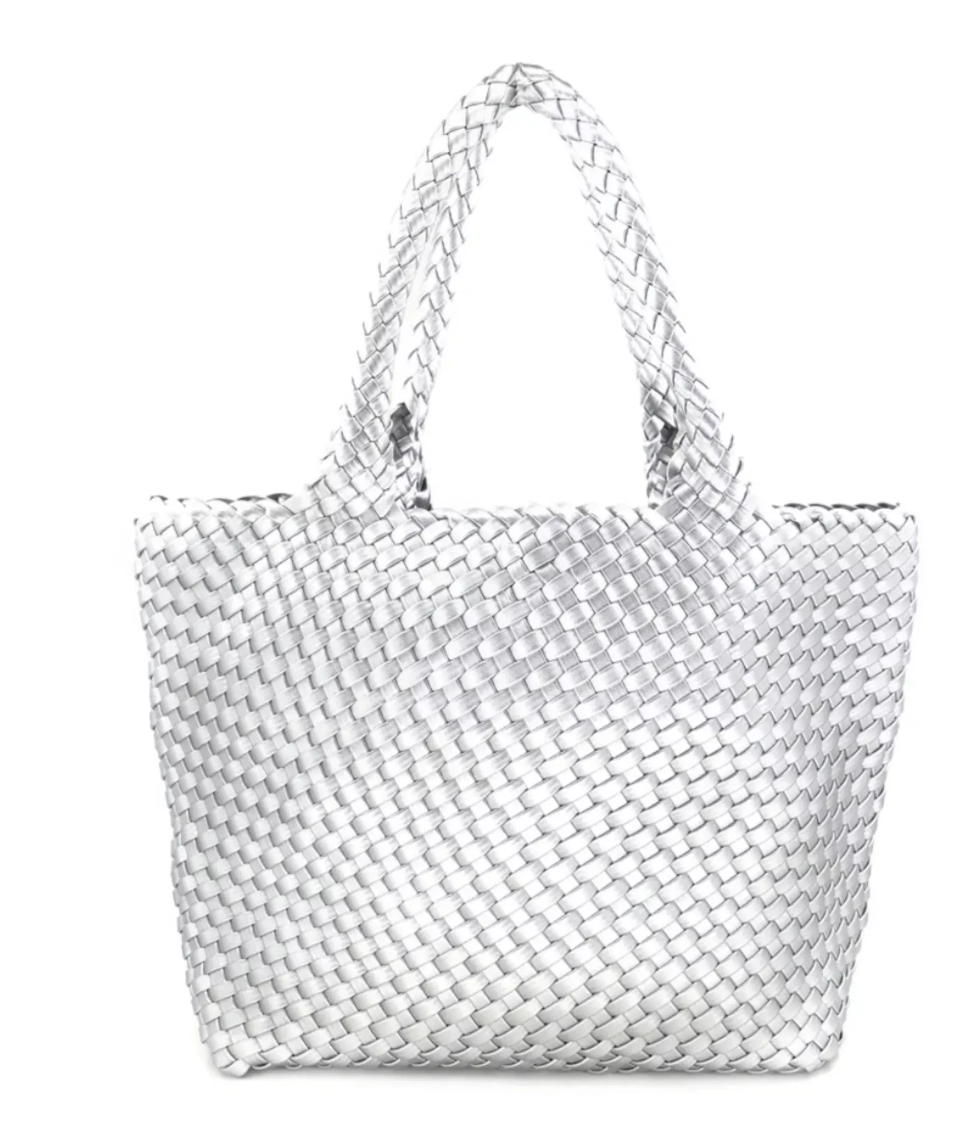 Lia Woven Tote, Silver