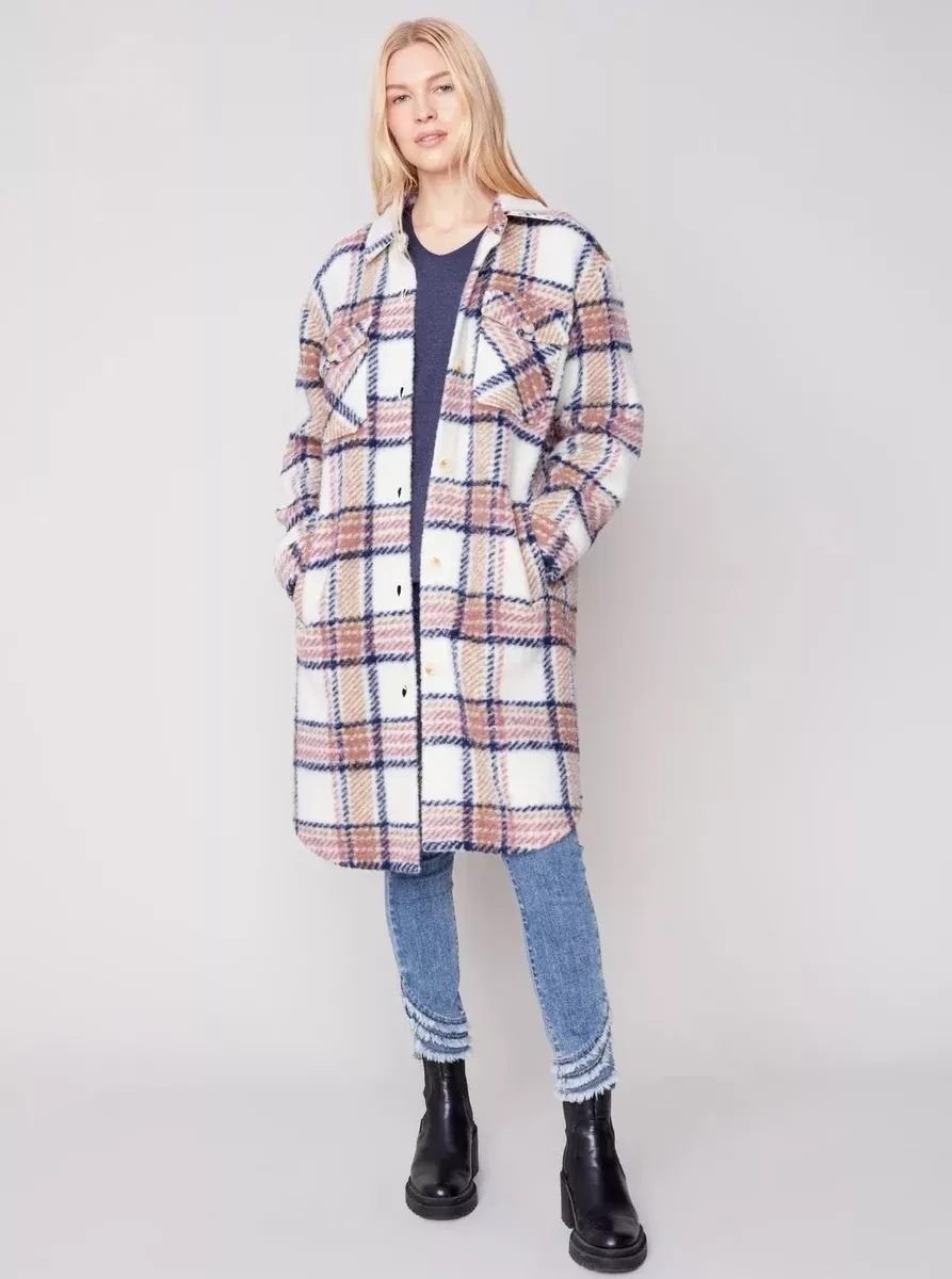Longer Length Shirt Jacket With Pockets [Raspberry-C6288]