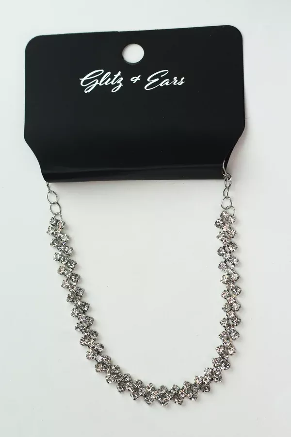 Medium Diagonal Rhinestones Anklet