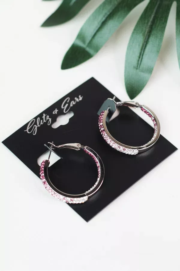 Medium Fade Rhinestone Hoops