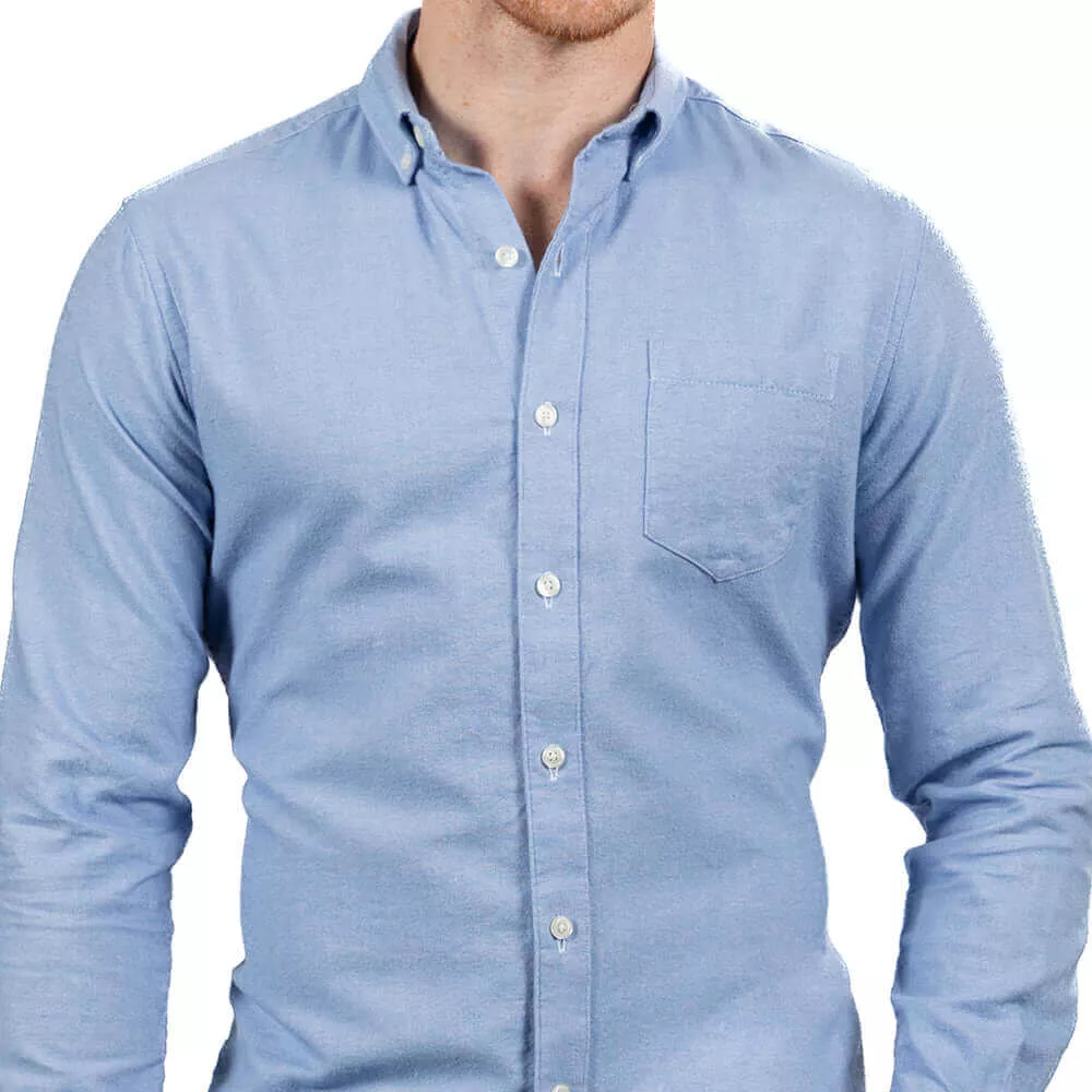 MICKEY Brushed Cotton Long Sleeve Shirt in Light Blue Melange (SIZE XXL)