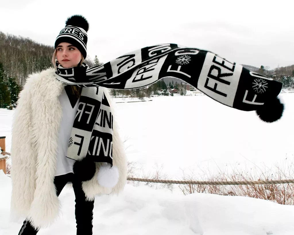 Mitchie's Matchings | F*cking Freezing Oversized Scarf with Fox Fur Poms | Women's