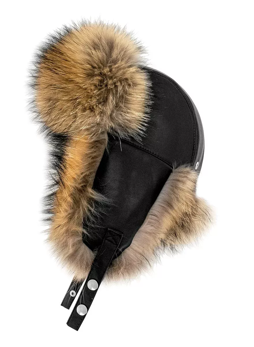 Mitchie's Matchings | Leather Trooper Hat with Finn Raccoon Lining | Women's